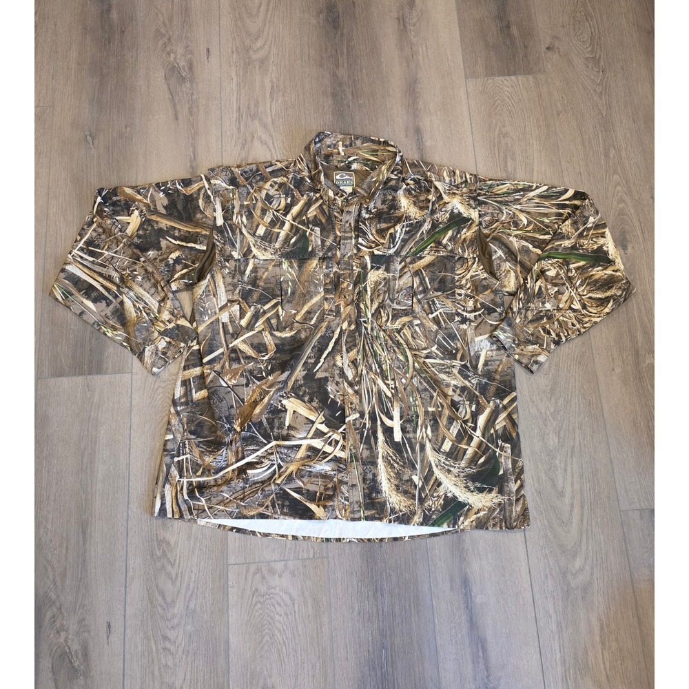 Drake Men's 3XL Camo Vented Wingshooter's‎ Long Sleeve Button Up Realtree Max